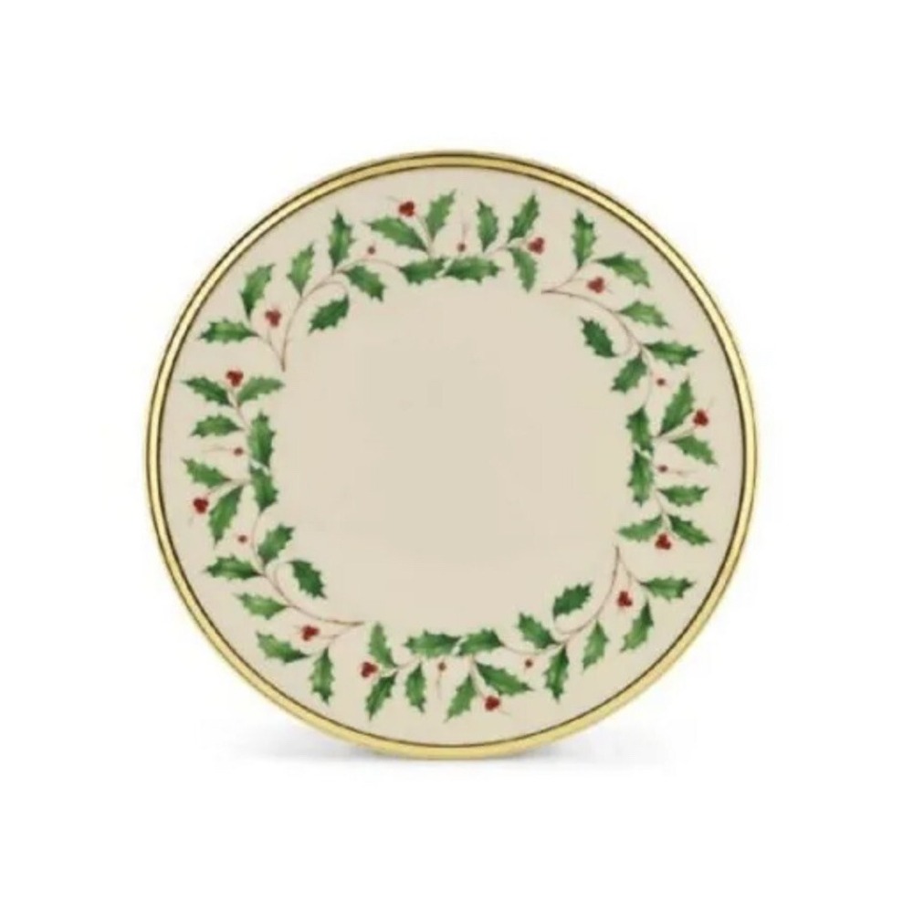 Lenox Holly Berry Holiday Salad Plates 8" - Excellent Condition Gold Trim